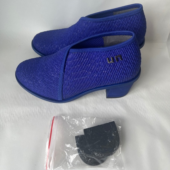 United Nude Fold Blue Marine Python Block Heel Leather Casual Booties 7 - Picture 4 of 15